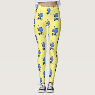 Leggings Illustration amusante du mélangeur de ciment bleu