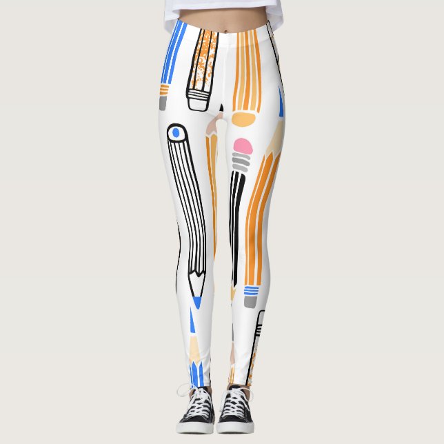 Leggings Illustration au crayon de l'école tirée à la main (Devant)