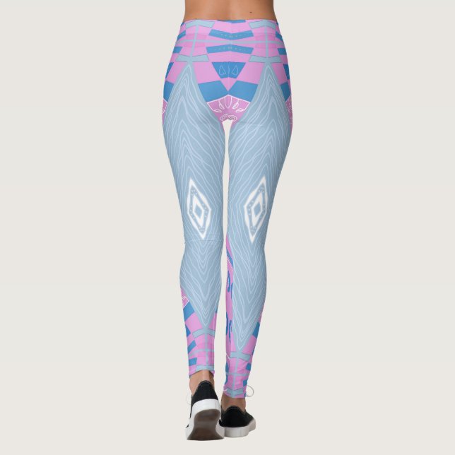 Leggings Illustration Bohème Chintz Rose Bleu Blanc 2 (Dos)
