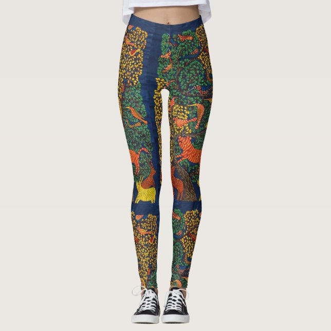 Leggings illustration botanique abstraite animale (Devant)