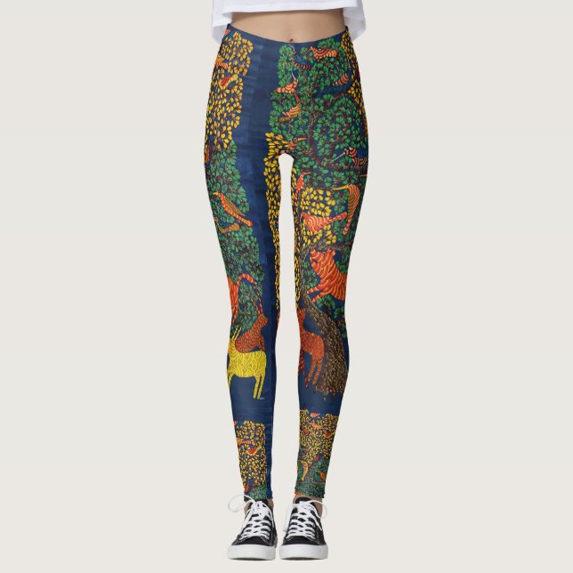 Leggings illustration botanique abstraite animale (Devant)