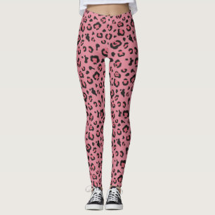 Leggings Illustration d'animal de rose de léopard