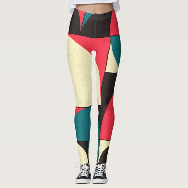 Leggings Illustration d'art computationnel géométrique abst (Devant)