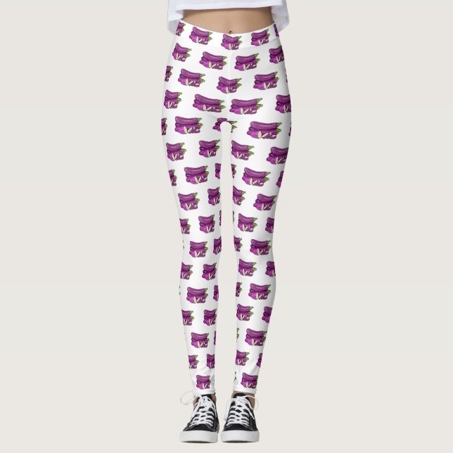 Leggings Illustration d'aubergine (Devant)
