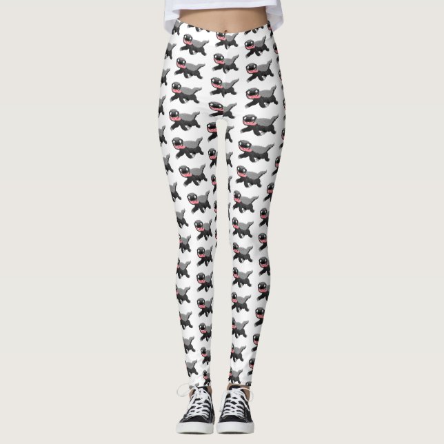 Leggings Illustration de blaireau au miel affamé (Devant)