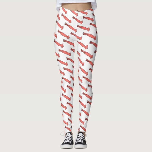 Leggings Illustration de calamar rose (Devant)