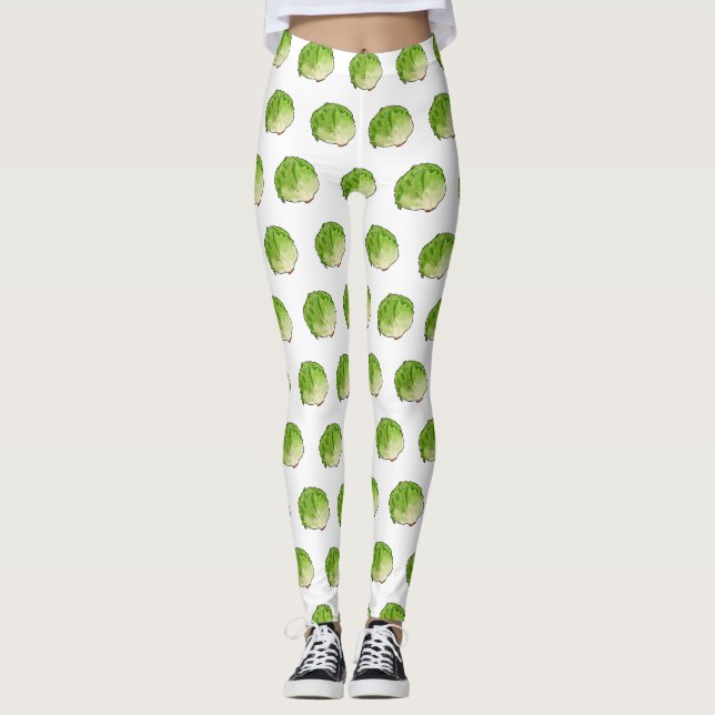 Leggings Illustration de caricature de laitue (Devant)