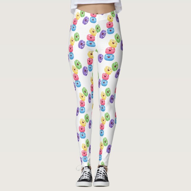 Leggings Illustration de caricature de macarons marrant mig (Devant)