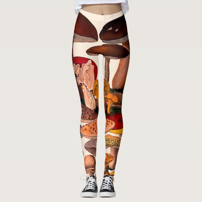 Leggings Illustration de champignons jolis vintage (Devant)
