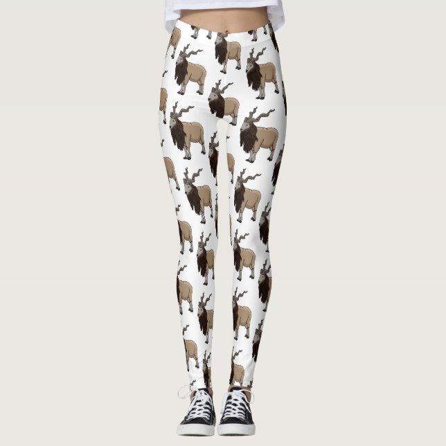 Leggings Illustration de chèvre de Markhor (Devant)