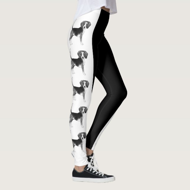 Leggings Illustration de chien Beagle mignon en noir et bla (Droite)