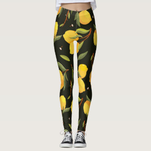 Leggings Illustration de citron : Motif peint à la main san