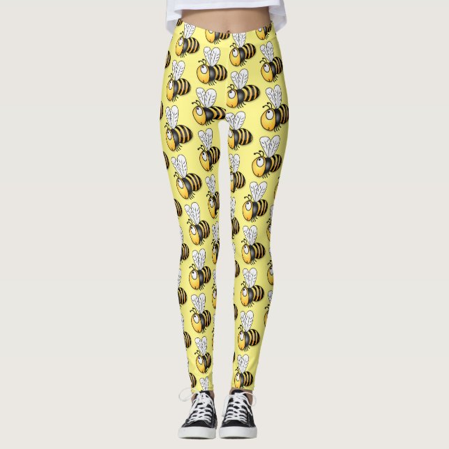 Leggings Illustration de dessin animé d'abeilles joyeux (Devant)