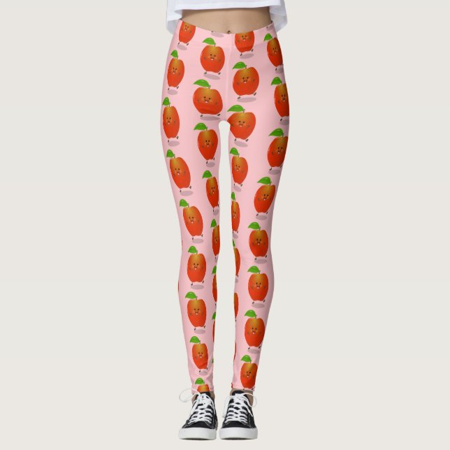 Leggings Illustration de dessin animé sur la pomme de danse (Devant)