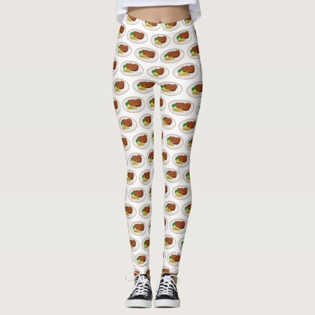 Leggings Illustration de dessin de steak (Devant)