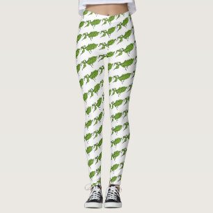 Leggings Illustration de dessin d'insecte des feuilles vert
