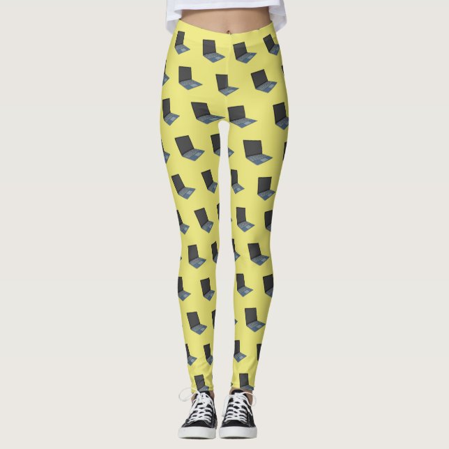 Leggings Illustration de dessin sur ordinateur portable (Devant)