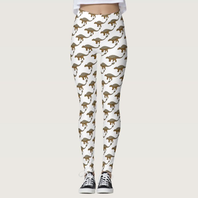 Leggings Illustration de dinosaure blindé Ankylosaurus (Devant)