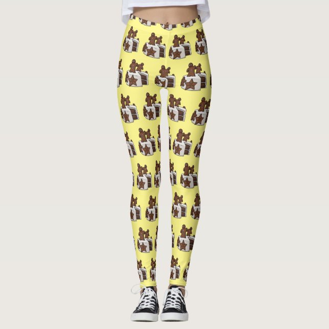 Leggings Illustration de gâteau de pain d'épices (Devant)