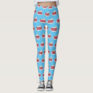Leggings Illustration de gâteau en velours rouge