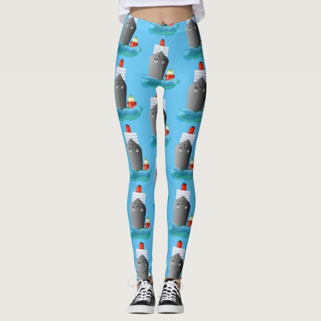 Leggings Illustration de la caricature de remorqueur de paq (Devant)