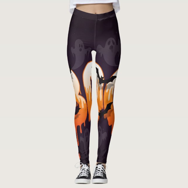 Leggings Illustration de la nuit d'Halloween (Devant)