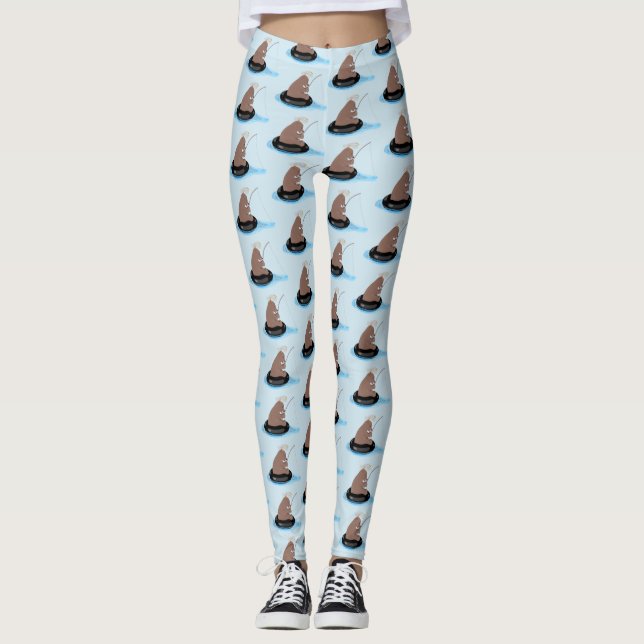 Leggings Illustration de la pêche de l'ourson mou (Devant)