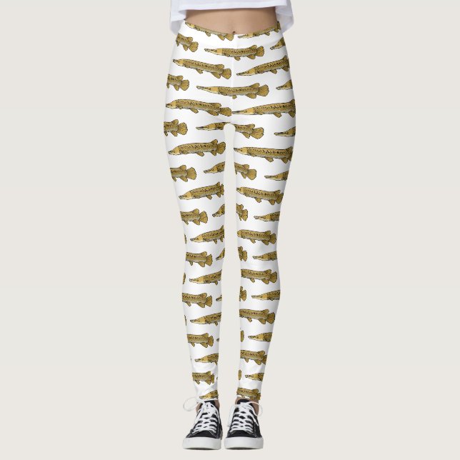 Leggings Illustration de l'alligator garfish (Devant)