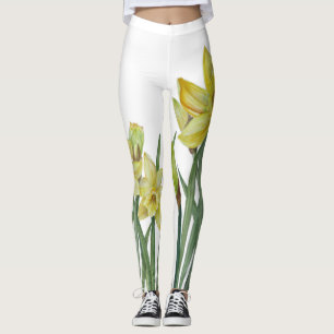 Leggings Illustration de l'aquarelle Daffodils Flower Portr