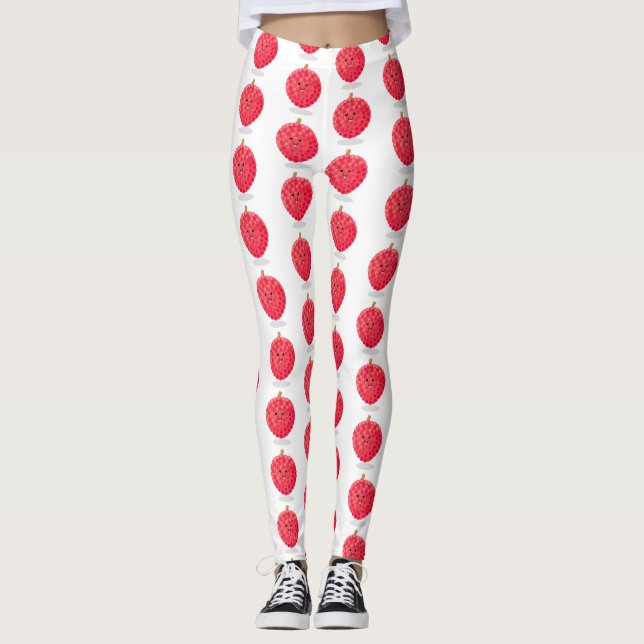 Leggings Illustration de litchee rose mignon (Devant)