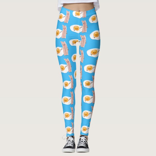 Leggings Illustration de l'oeuf de Cute kawaii et du bacon (Devant)