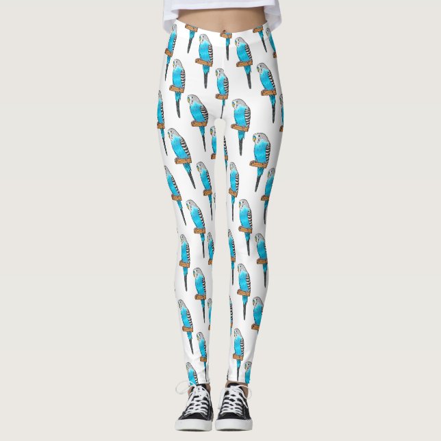 Leggings Illustration de l'oiseau bleu budgerigar (Devant)