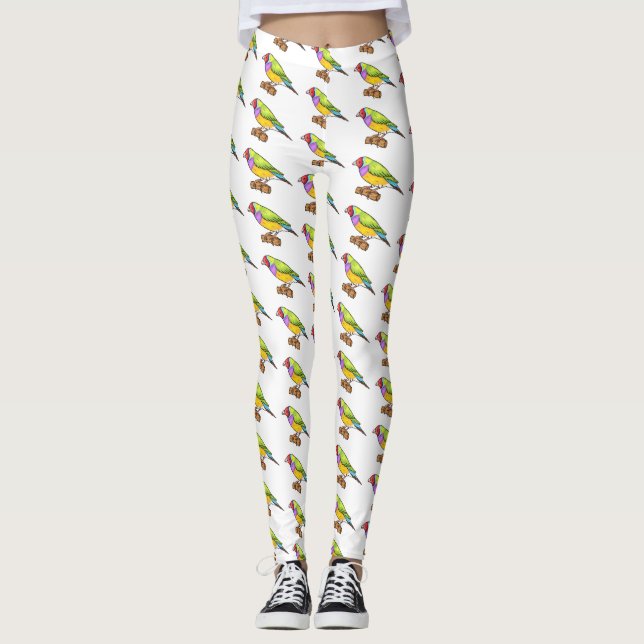 Leggings Illustration de l'oiseau de taille gouldienne (Devant)