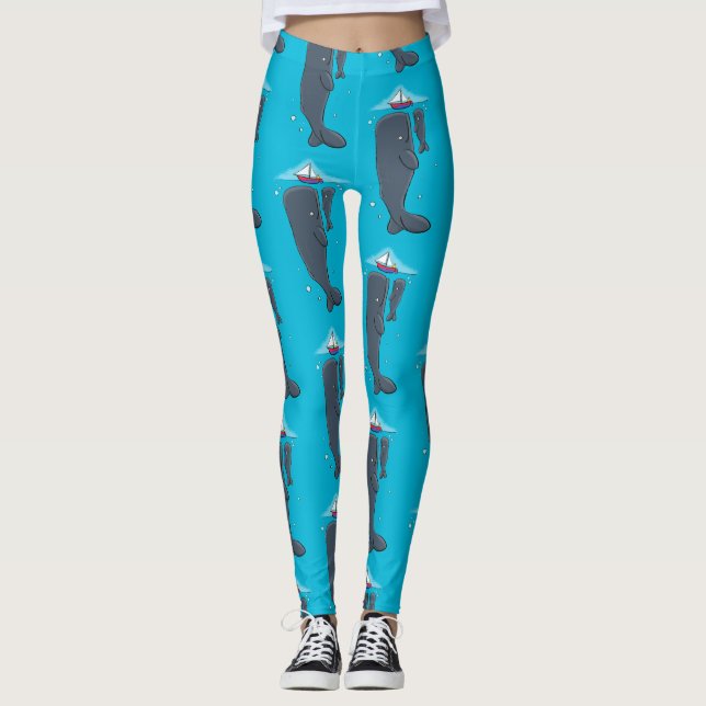 Leggings Illustration de mignons baleines et voiliers (Devant)