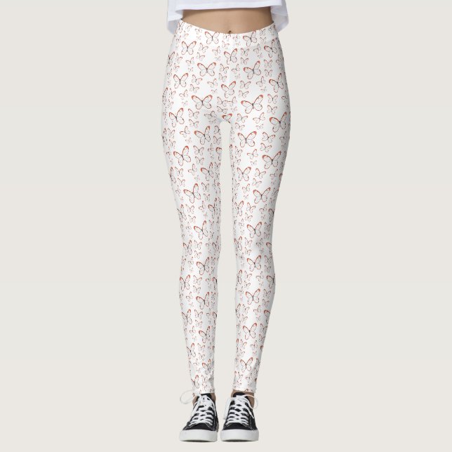 Leggings illustration de papillon Glasswing de dessin animé (Devant)