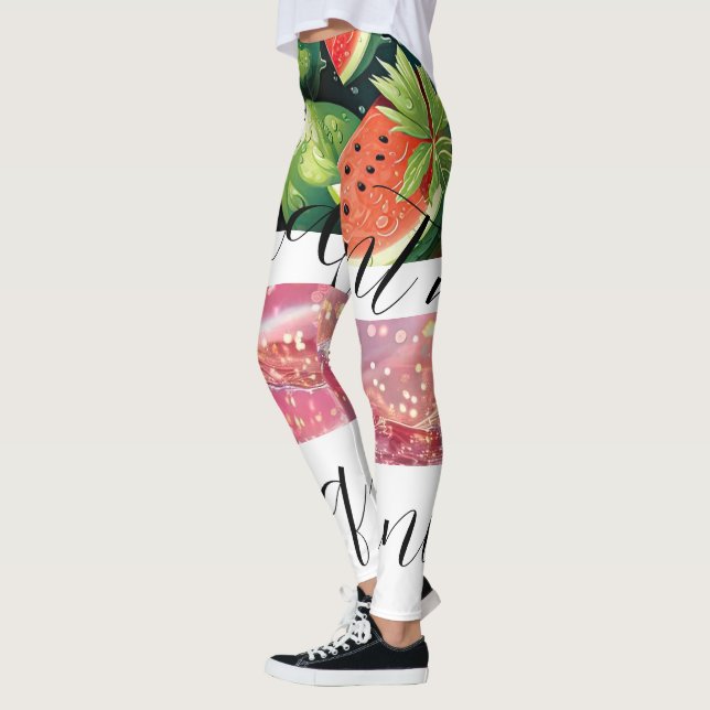 Leggings Illustration de pastèque en lettres noires (Gauche)