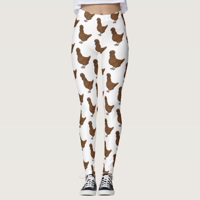 Leggings Illustration de poulet à la polis chamois (Devant)