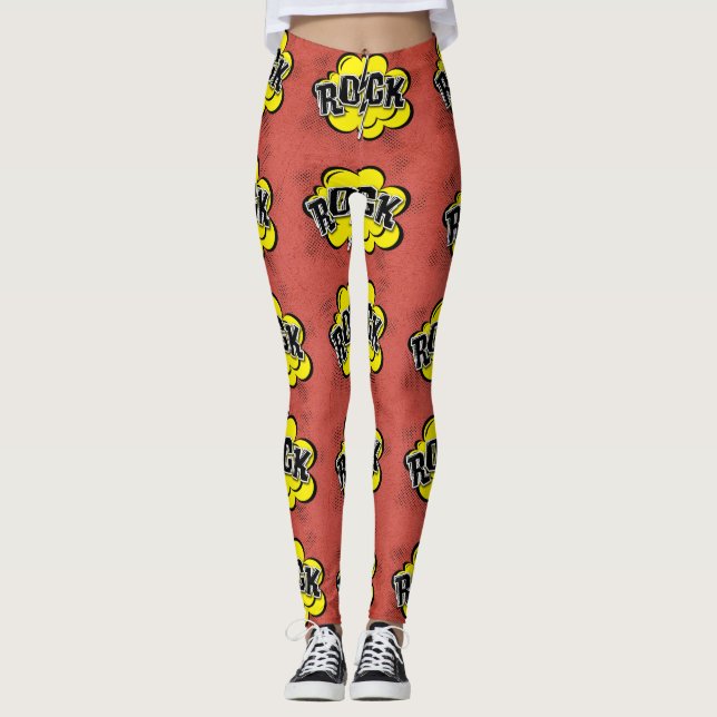 Leggings Illustration de style bande dessinée (Devant)