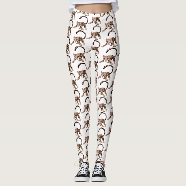 Leggings Illustration d'ocelot mignon (Devant)
