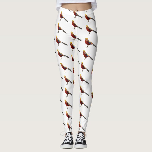 Leggings Illustration d'oiseau de faisan doré (Devant)