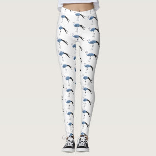 Leggings Illustration d'oiseau de grue bleue