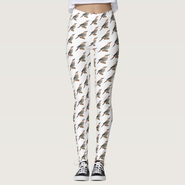 Leggings Illustration d'oiseau de scintillement du Nord (Devant)