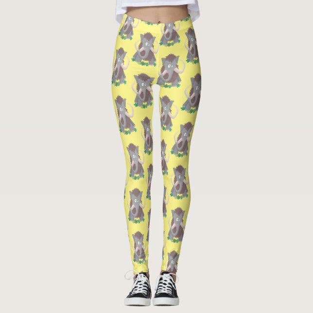 Leggings Illustration drôle de mammouth laineux (Devant)