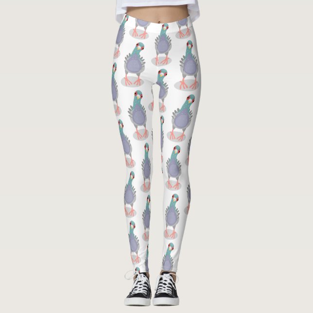 Leggings Illustration drôle de pigeon curieux (Devant)