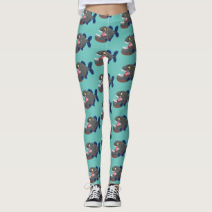 Leggings Illustration drôle de piranha affamée
