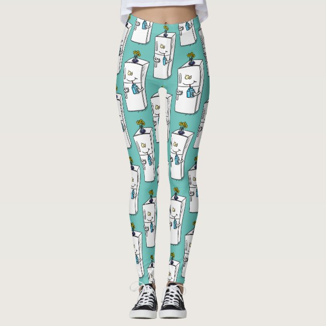 Leggings Illustration drôle de réfrigérateur (Devant)