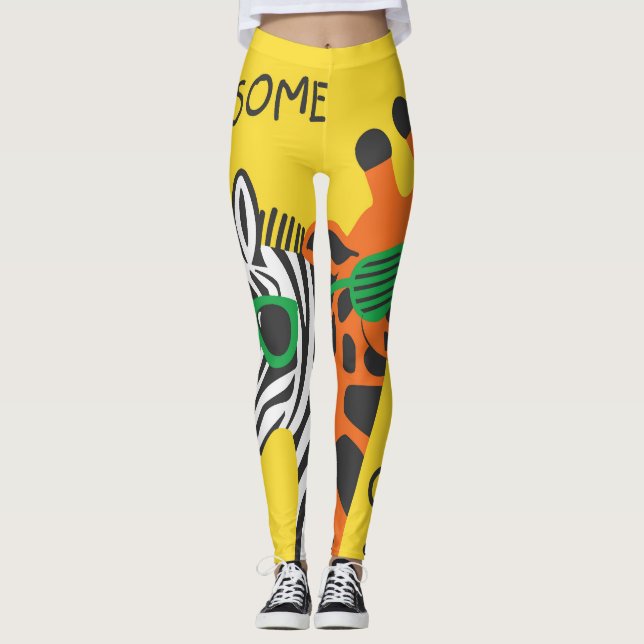 Leggings Illustration du dessin animé de la cool Zebra Gira (Devant)