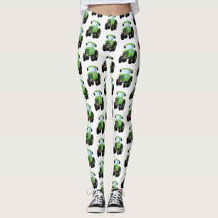 Leggings Illustration du joli joyeux tracteur agricole vert