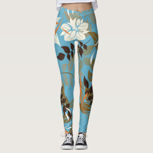 Leggings Illustration du motif floral : Retour Vintage sans