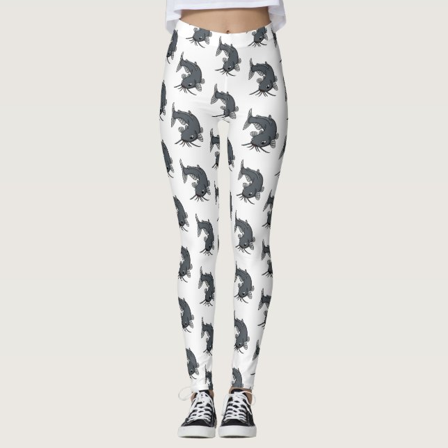Leggings Illustration du poisson-chat mignon (Devant)